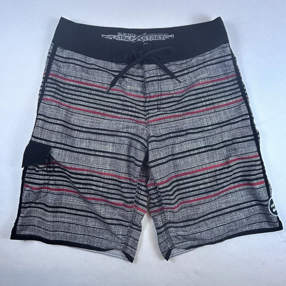 VTG. Billabong Lightweight Board‎ Shorts Platinum X Stretch Black & Gray 34 Mens